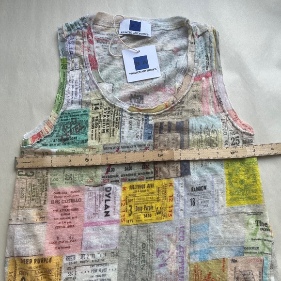 Printed Artwork Blue Label Made In Italy Linen Tickets Posters Tank Top Tee Smal - Picture 13 of 14